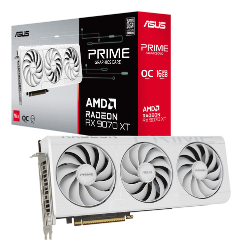 ASUS Prime -RX9070XT-O16G-WHITE AMD Radeon RX 9070 XT 16 Go GDDR6