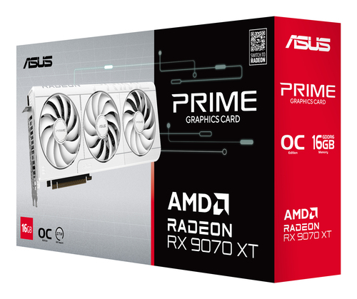 ASUS Prime -RX9070XT-O16G-WHITE AMD Radeon RX 9070 XT 16 Go GDDR6