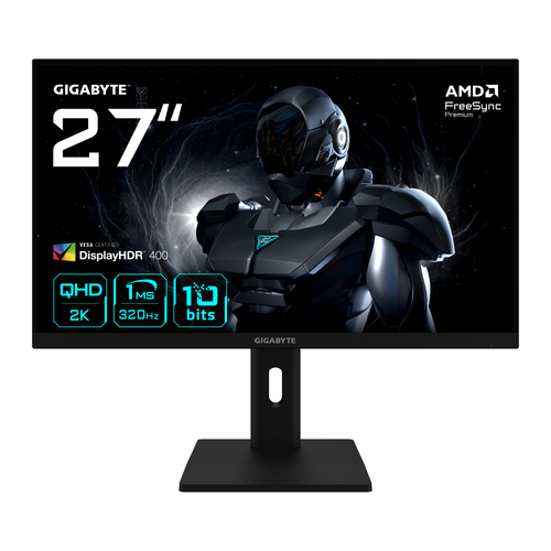 GIGABYTE G27Q3 Moniteur Gaming 27” 2K QHD - 2560 x 1440, 320Hz, 1ms, 350 cd/m², FreeSync Premium, Display HDR400, HDMI 2.0, DisplayPort 1.4