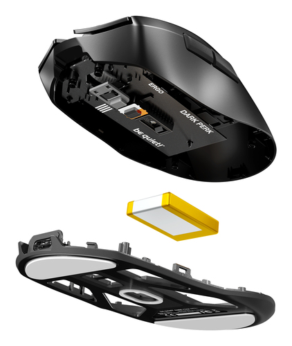 be quiet! Dark Perk Ergo | souris gaming sans fil | ultra-légère | Capteur PixArt PAW3950 | design droitier