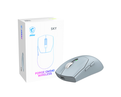MSI Forge Gm340 Wireless Sky souris Gaming Ambidextre RF sans fil + Bluetooth Optique 12000 DPI